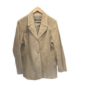 Wilson’s Leather Blazer Jacket Women’s Size Large Tan 3 Button Suede Vintage